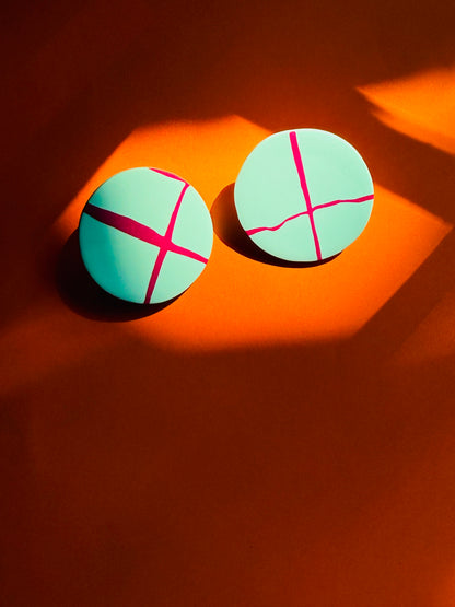 Abstract Circles, Mint & Fuchsia