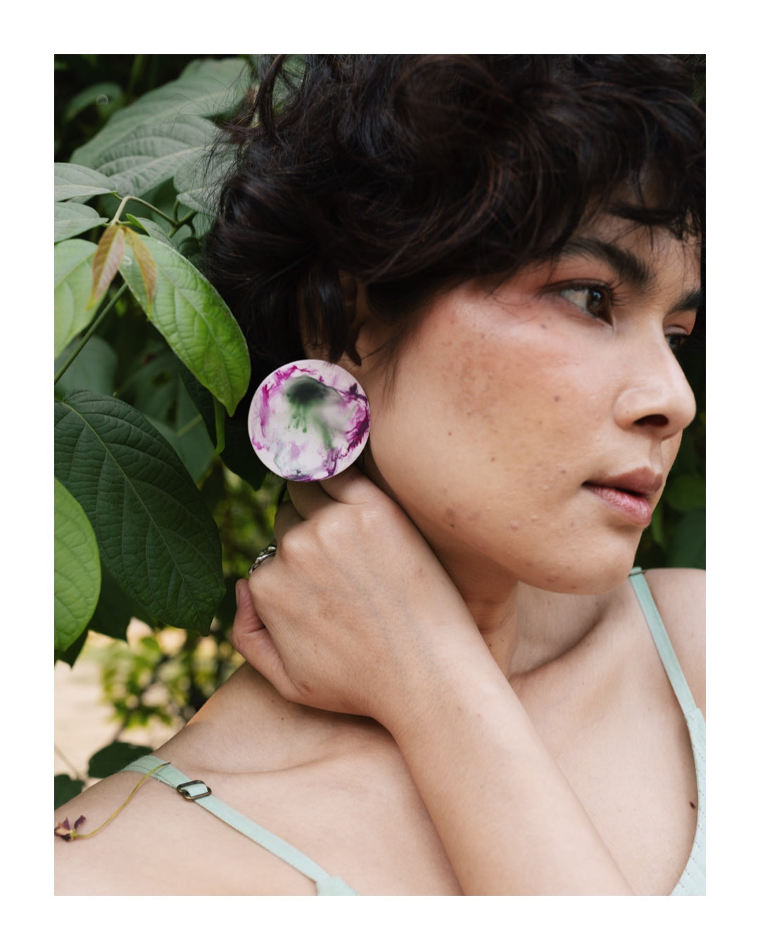 Abstract Expressionism Studs - Fuchsia & Green