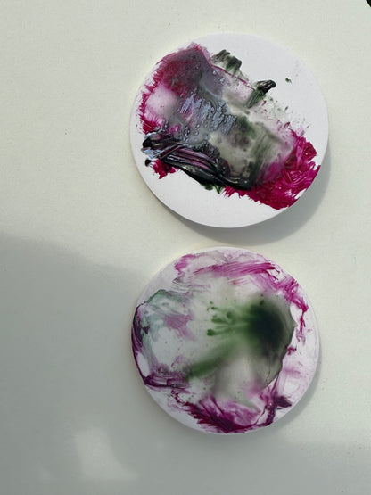 Abstract Expressionism Studs - Fuchsia & Green
