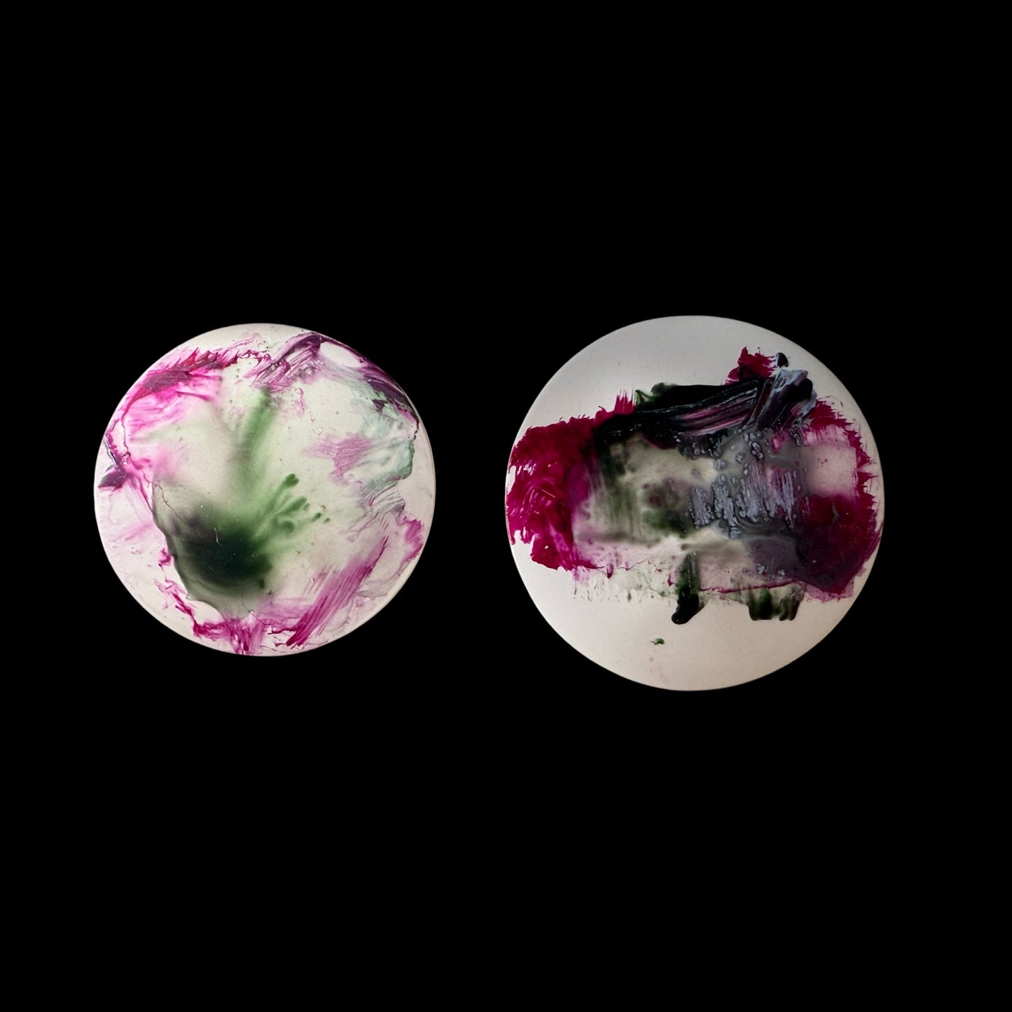 Abstract Expressionism Studs - Fuchsia & Green
