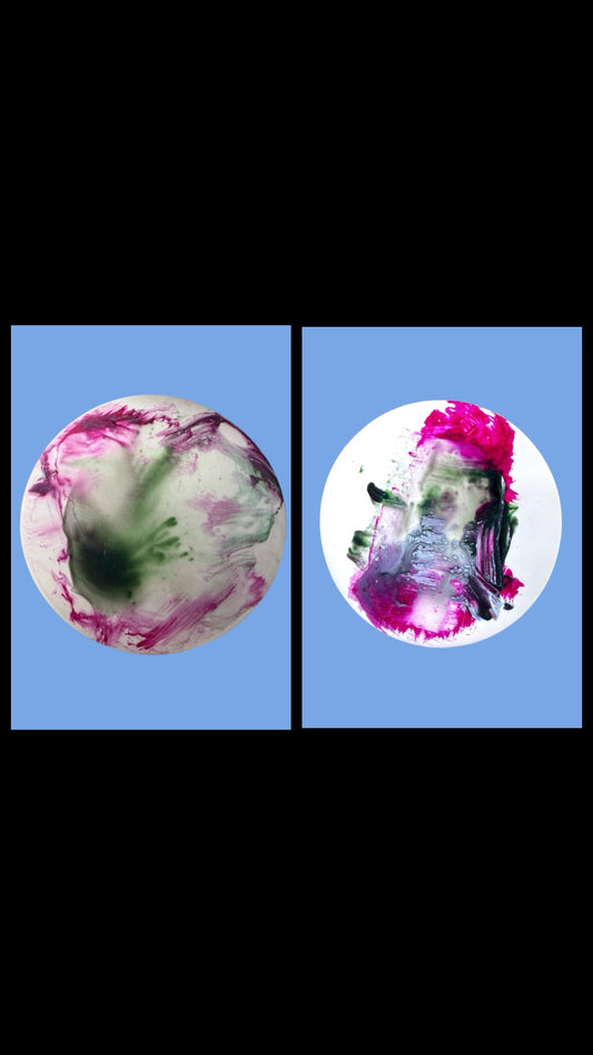 Abstract Expressionism Studs - Fuchsia & Green